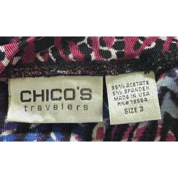 Chico’s Travelers Multicolored Slinky Blouse 3/4 Sleeves Size 3 (XL) - Picture 3 of 3